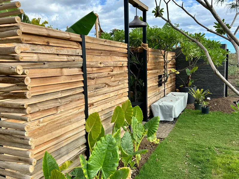 Custom metal and wood privacy fence Maui by Great General LLC