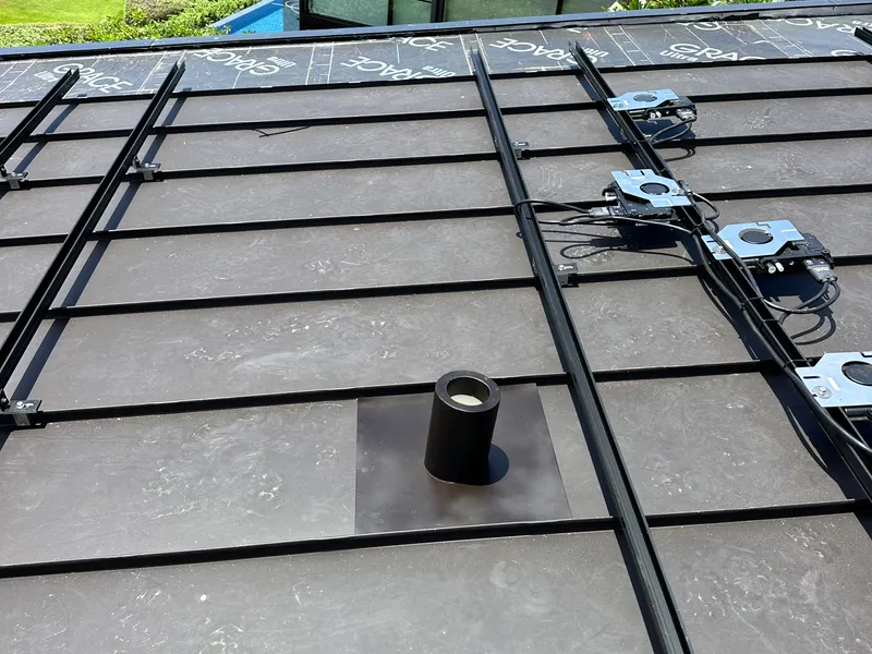 Standing seam metal roof installation Maui oceanfront